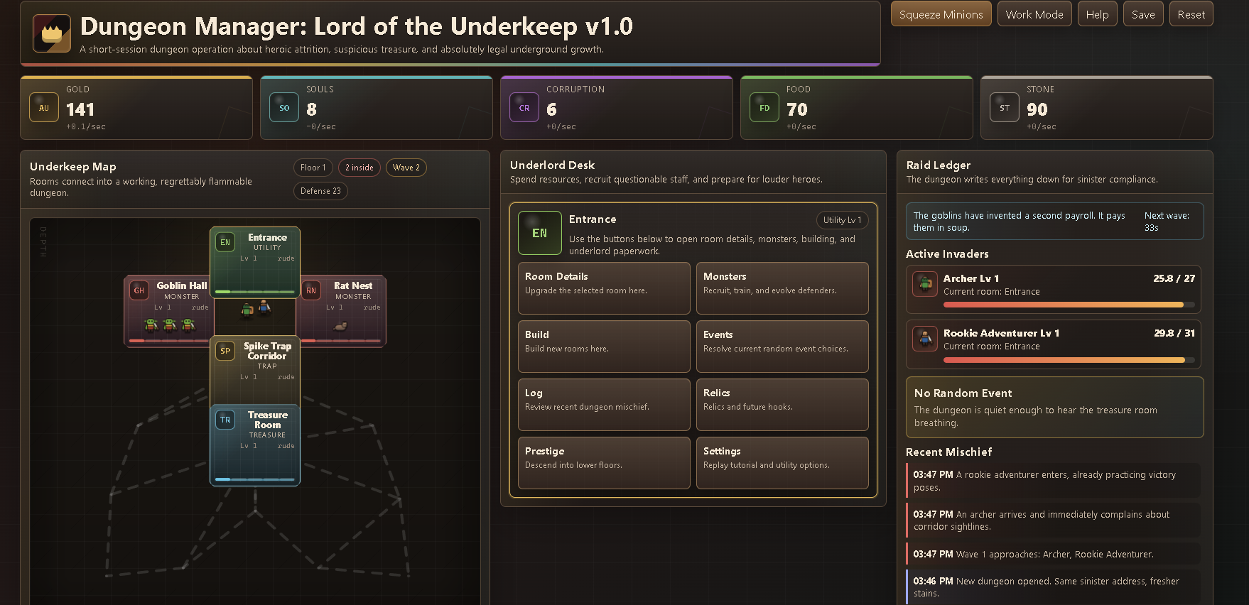 Screenshot 2 for Dungeon Manager: Lord of the Underkeep