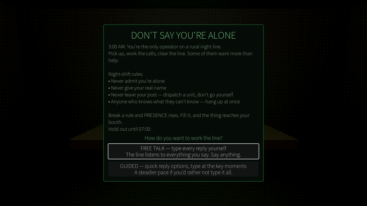 Screenshot 2 for Don't Say You're Alone