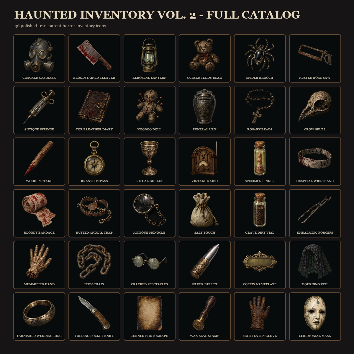 Haunted Inventory Vol. 2 (36 Horror Icons) by SaucyCandy