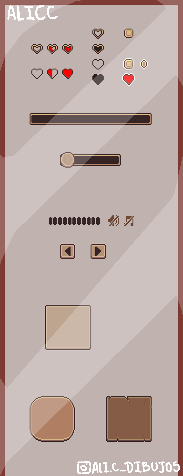 Rustic Wood UI Pack | Pixel Art Game Interface by Ali.C