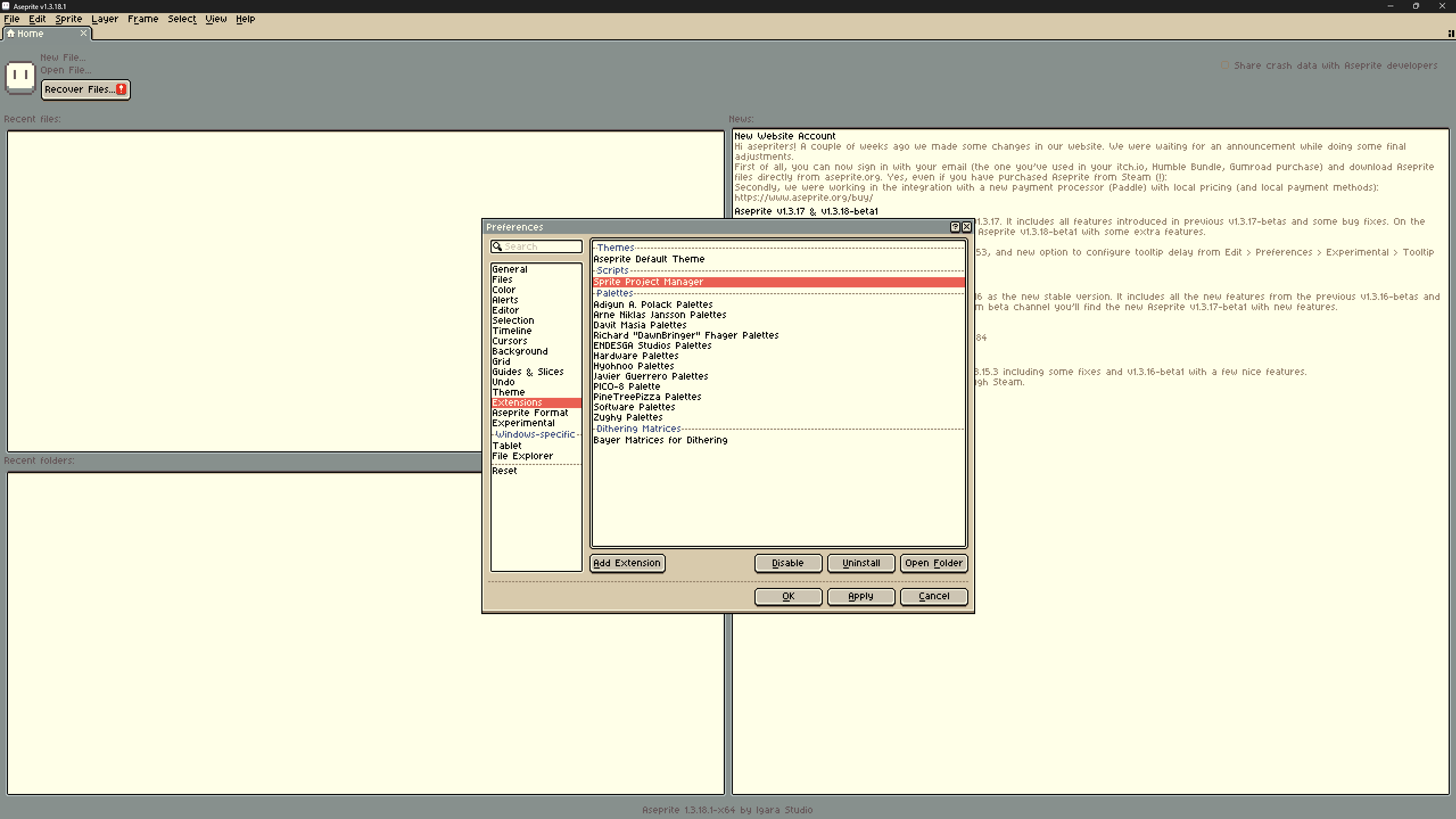Screenshot 2 for Sprite Project Manager for Aseprite