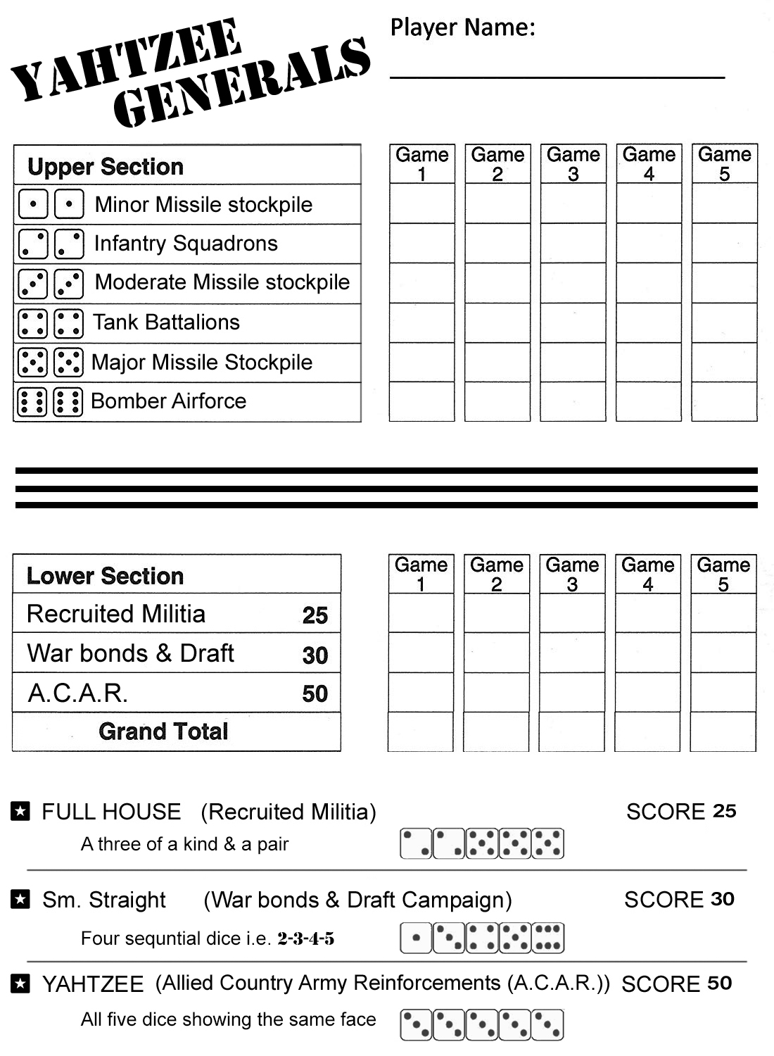 Yahtzee General By Wzining Wdnmd