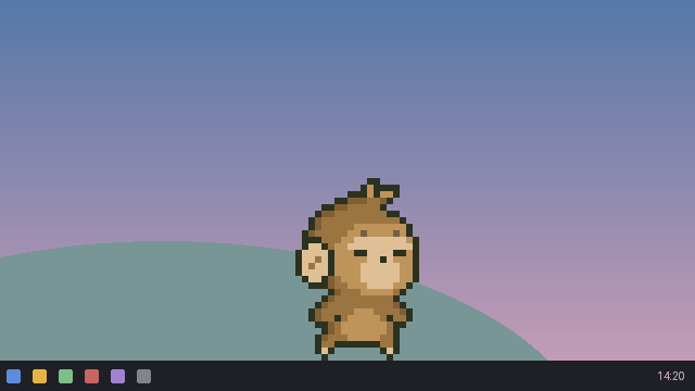 the ape poked three times: startled, giggling and waving