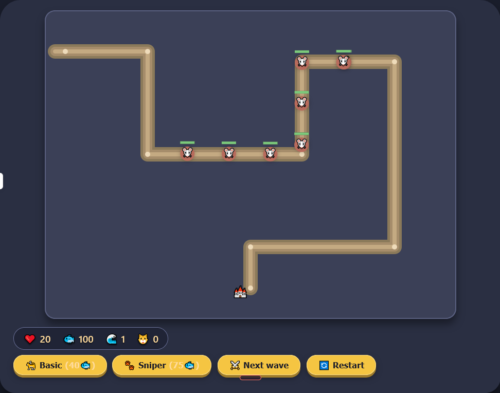 Screenshot 2 for Vibe-coded-cat-themed-tower-defense-game