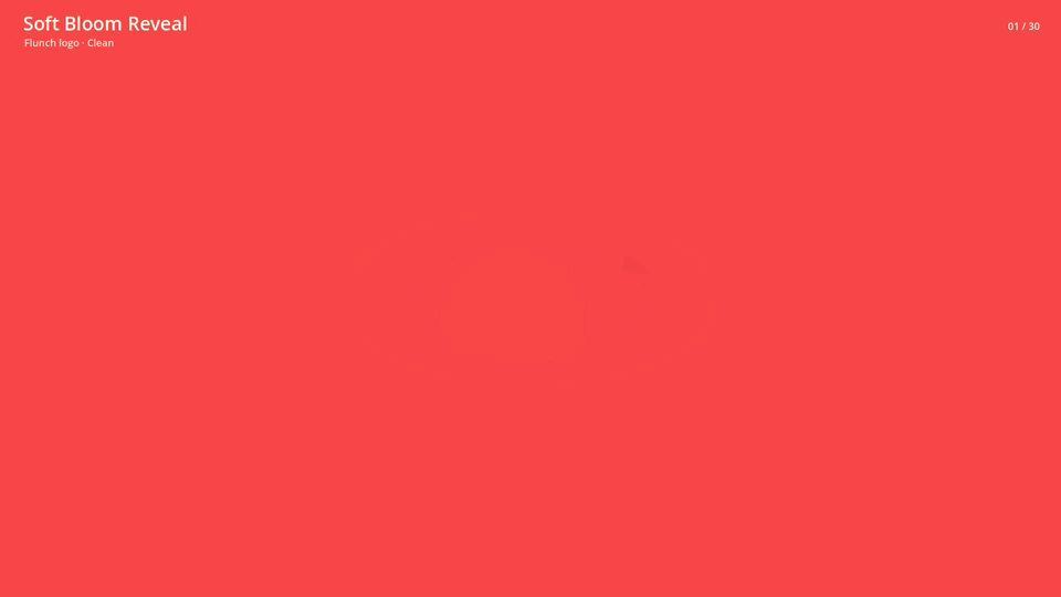 IntroForge effects using the orange Flunch Games square logo on matching coral #f84847