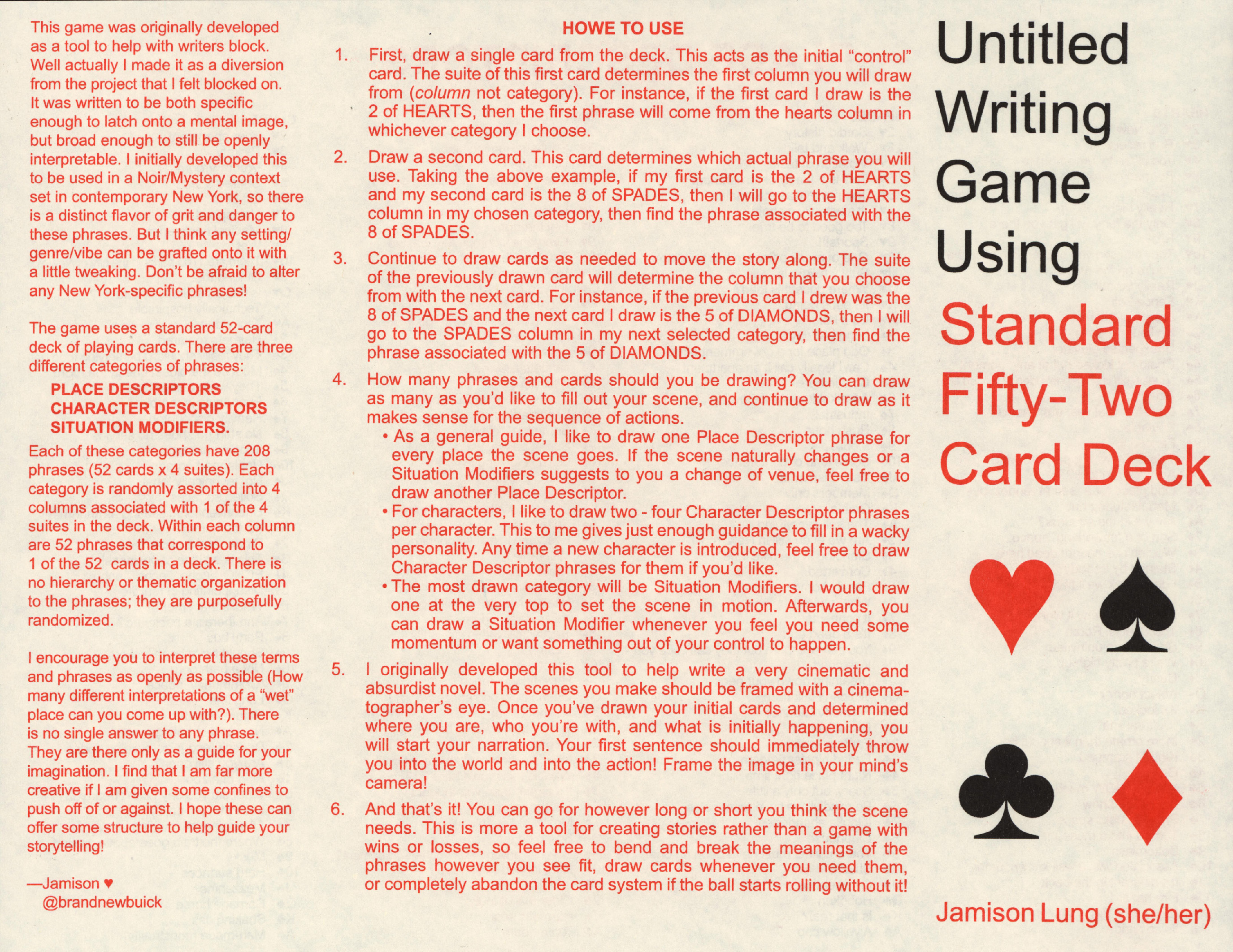 Screenshot 2 for Untitled Writing Game Using Standard Fifty-Two Card Deck