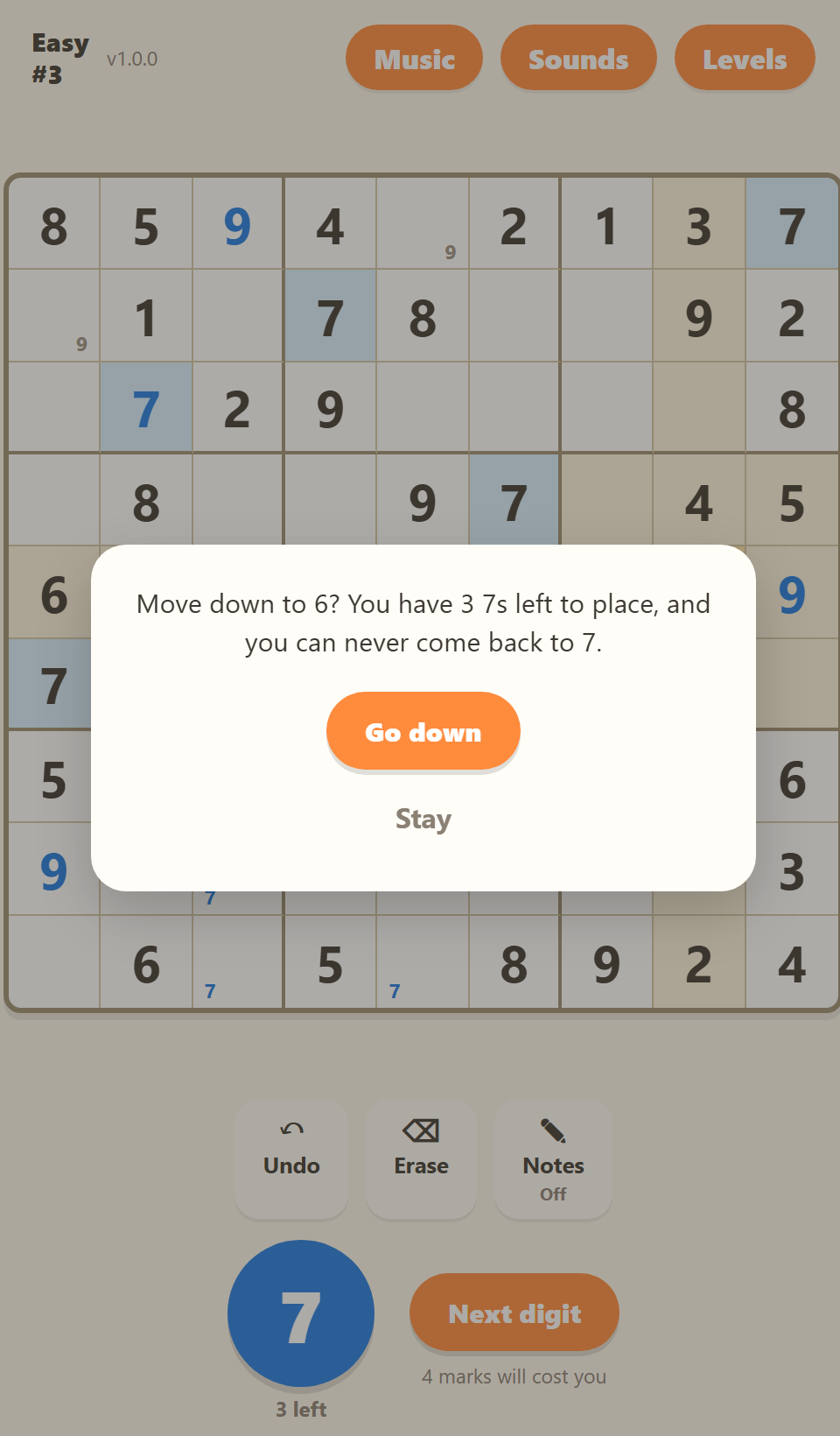 Screenshot 3 for Descending Sudoku