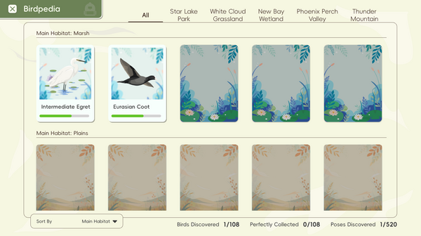 Feather Trace - Tampilan depan game kartu deck-building bertema birdwatching