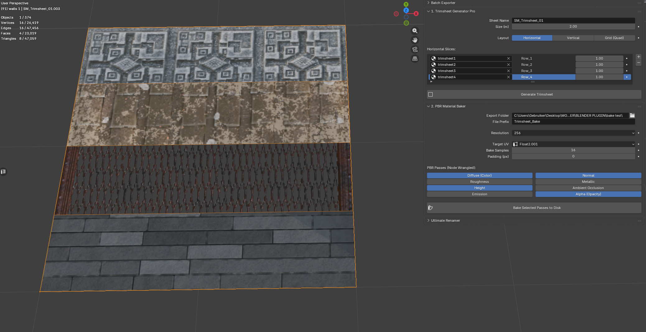 Screenshot 2 for Blender Essentials: Trimsheet Generator + PBR baking plugin