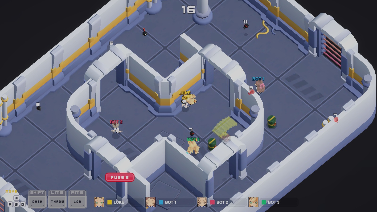 SUDDEN DEATH: the banner flashes red and the arena fills with grenades