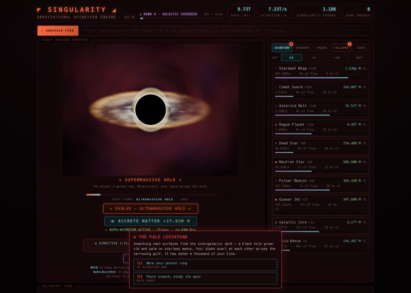Screenshot 5 for Singularity - Gravitational Accretion Engine Idle