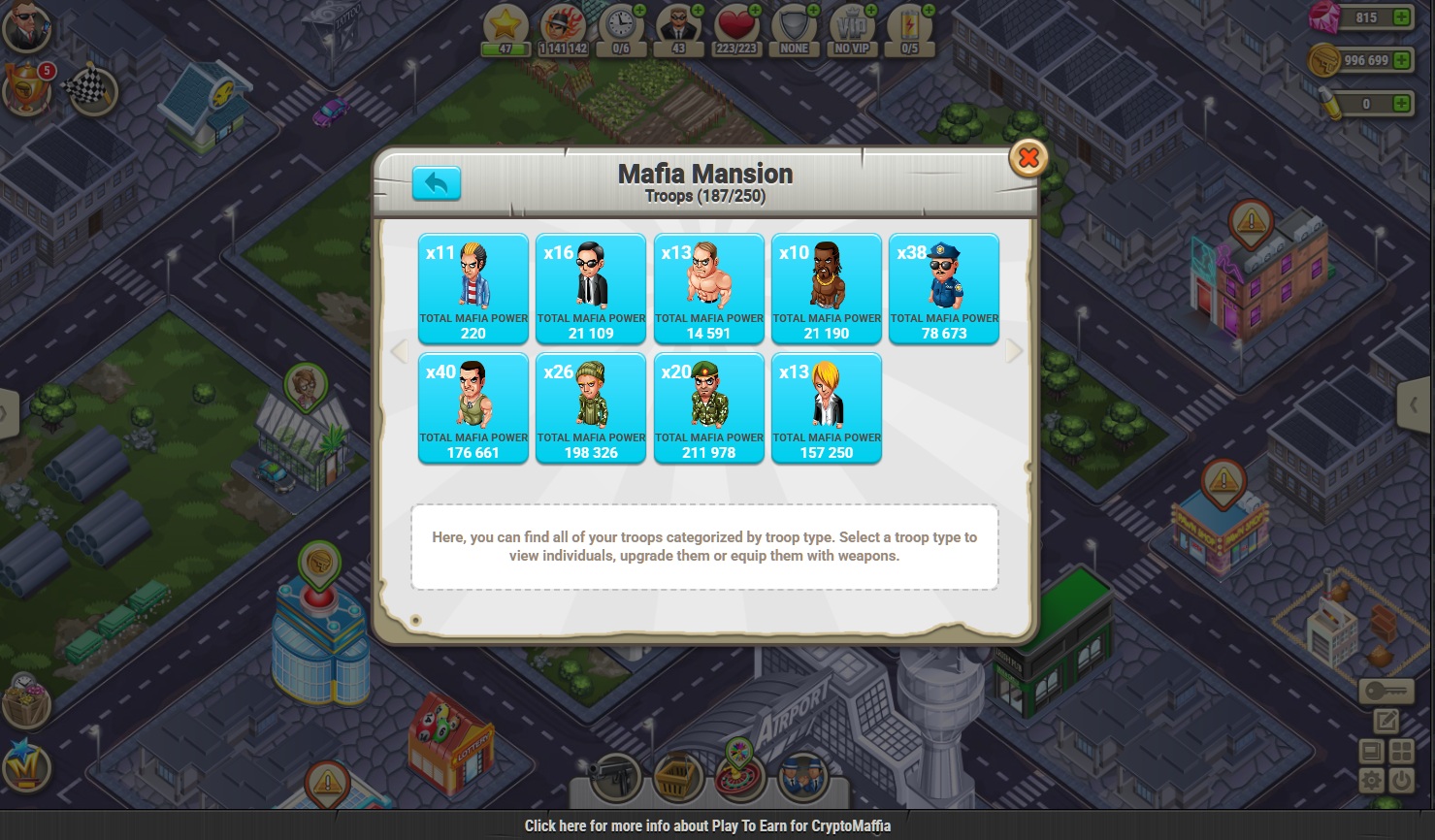 Screenshot 3 for CryptoMaffia — Browser Mafia Strategy RPG