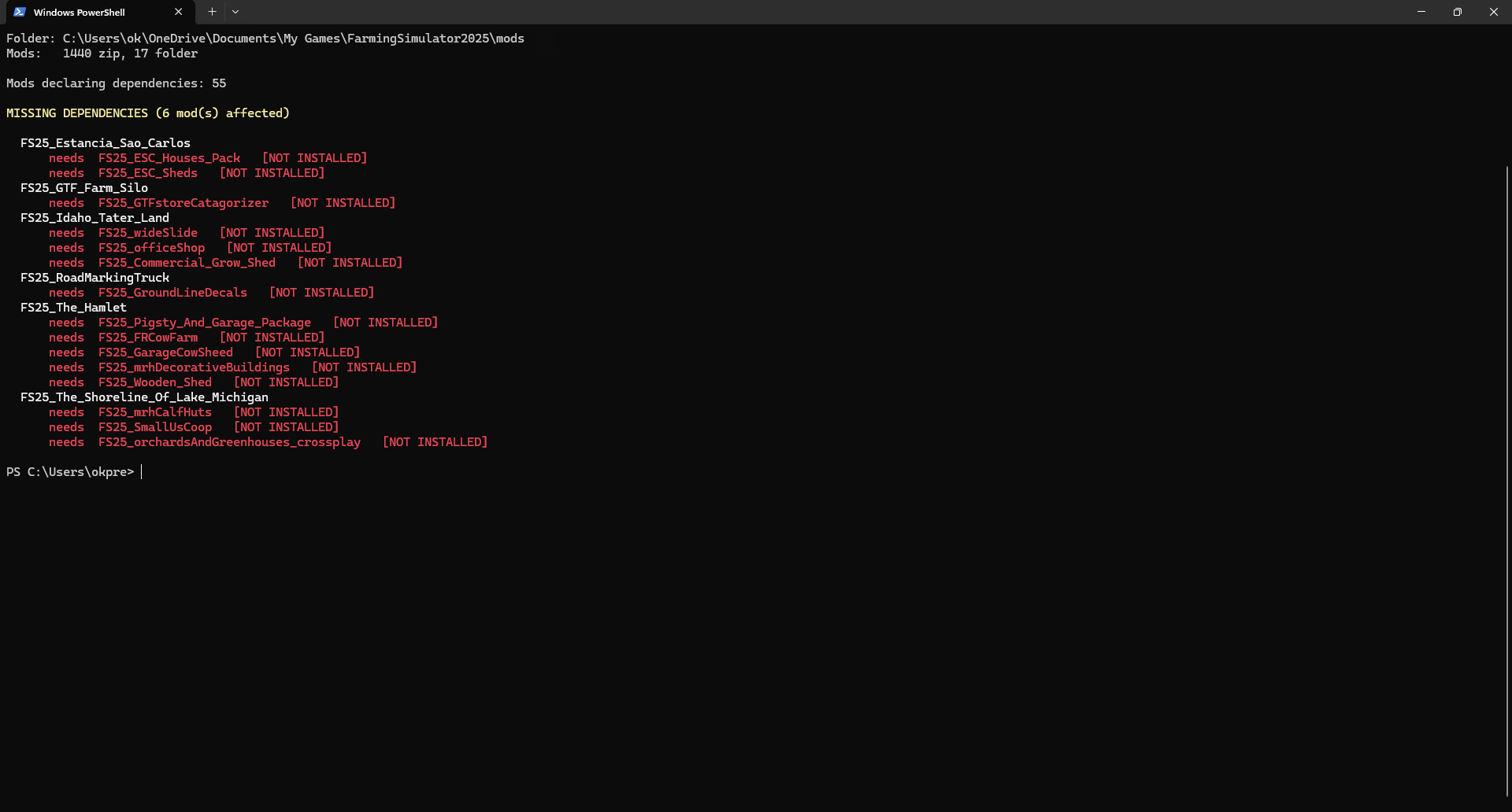 Screenshot 2 for PRE-FLIGHT — FS25 dependency scanner