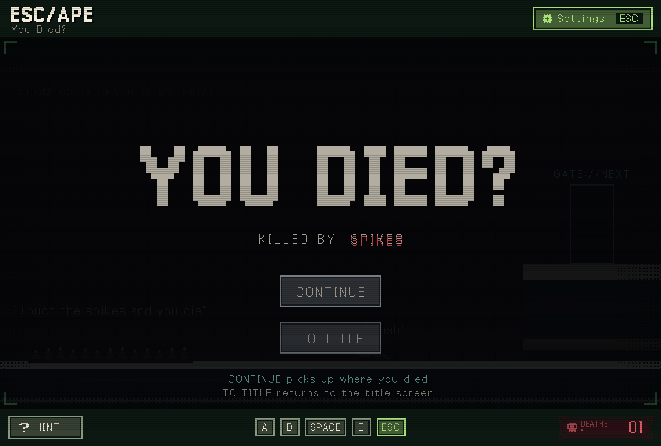 Screenshot 2 for ESC ape, You died?
