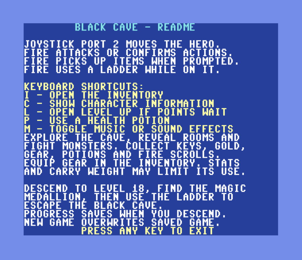 Screenshot 6 for Black Cave (Commodore 64)