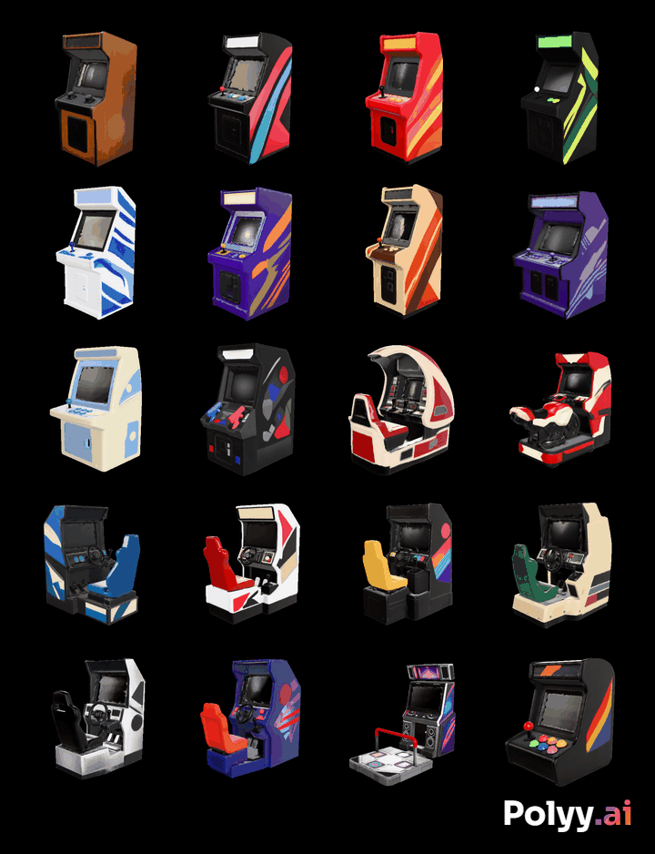 [FREE] 3D Arcade Machines Pack by Polyy.AI