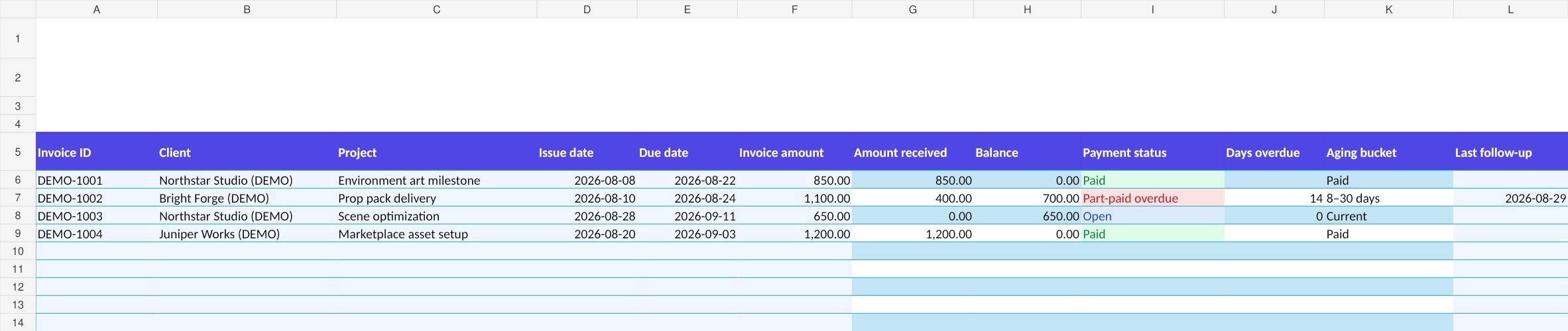 Screenshot 3 for Freelancer Invoice & Payment Follow-Up Command Center