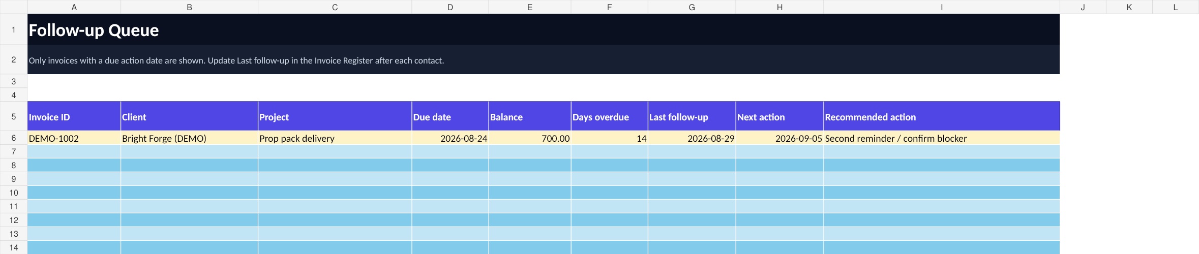 Screenshot 4 for Freelancer Invoice & Payment Follow-Up Command Center