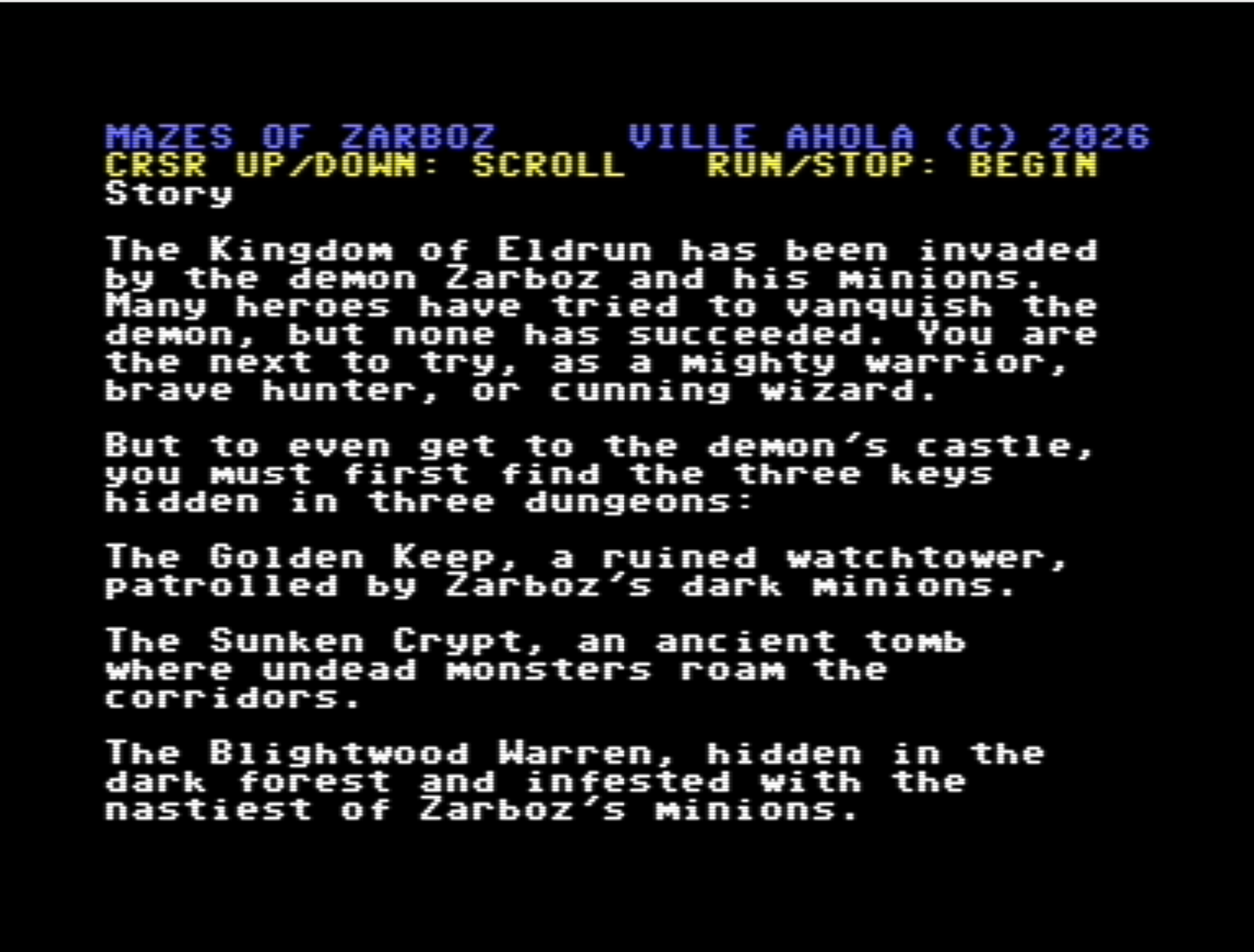 Screenshot 2 for Mazes of Zarboz (Commodore 64)