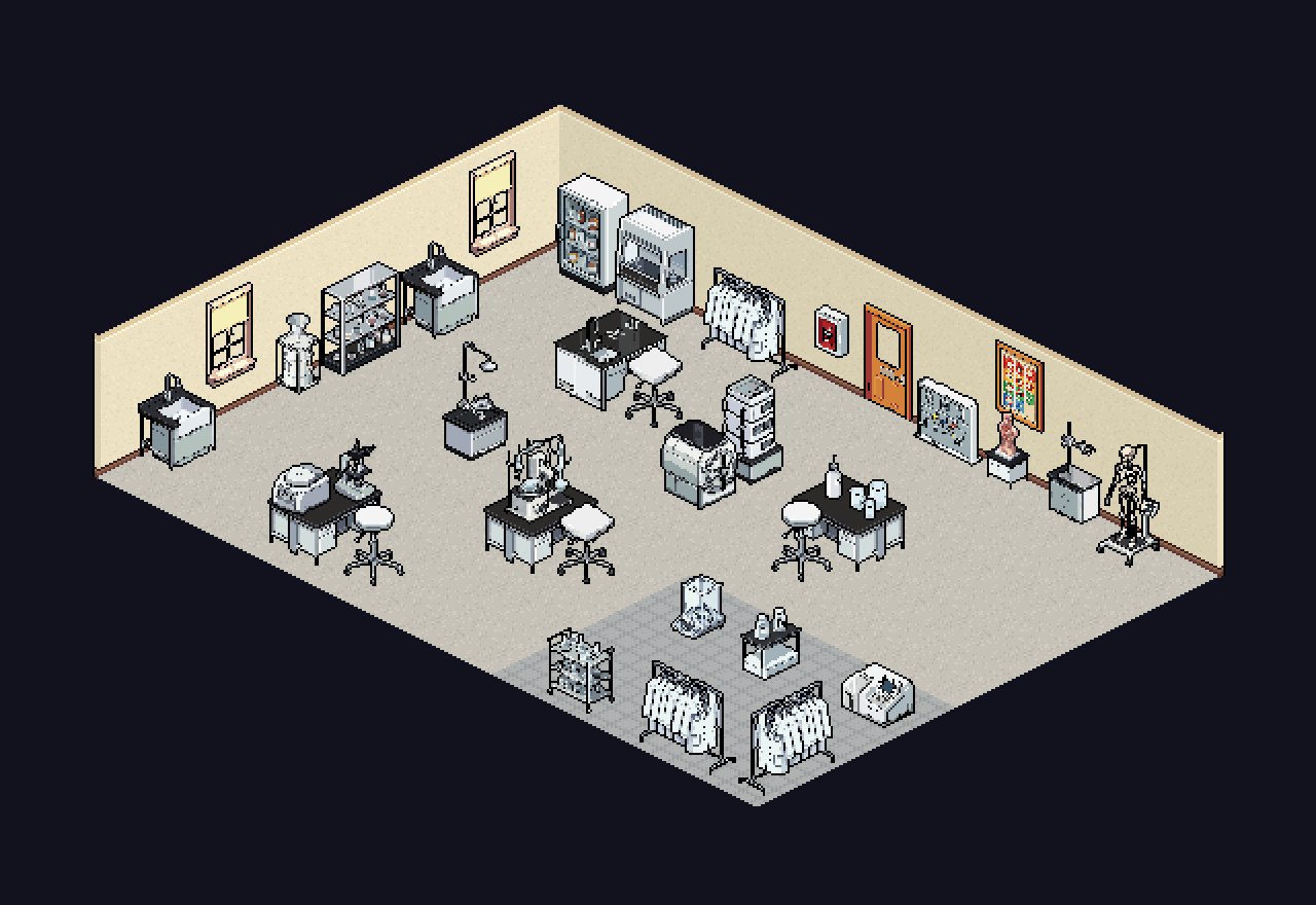 Isomatic Rrom Isometric School Bundle: 117 Sprites (68 Objects + Room Sets) by ThirdAngle