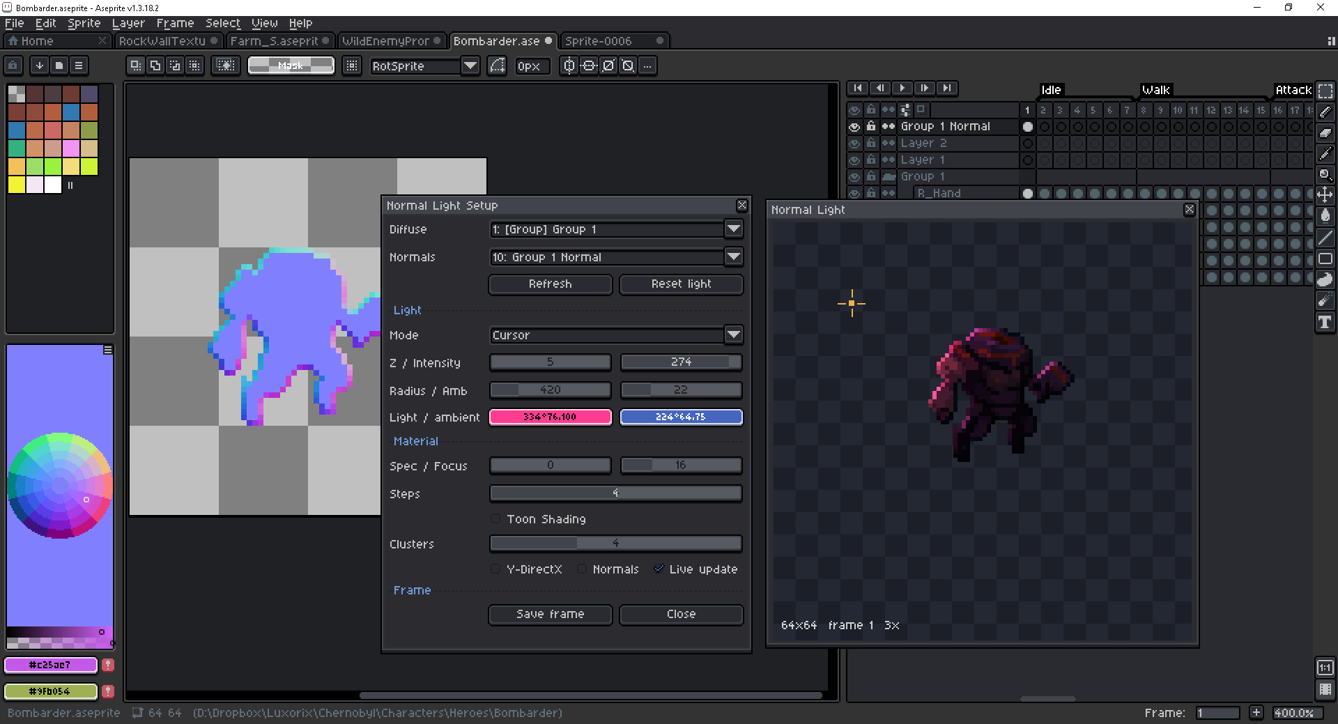 Screenshot 4 for Normal map generator + Normal Light for Aseprite