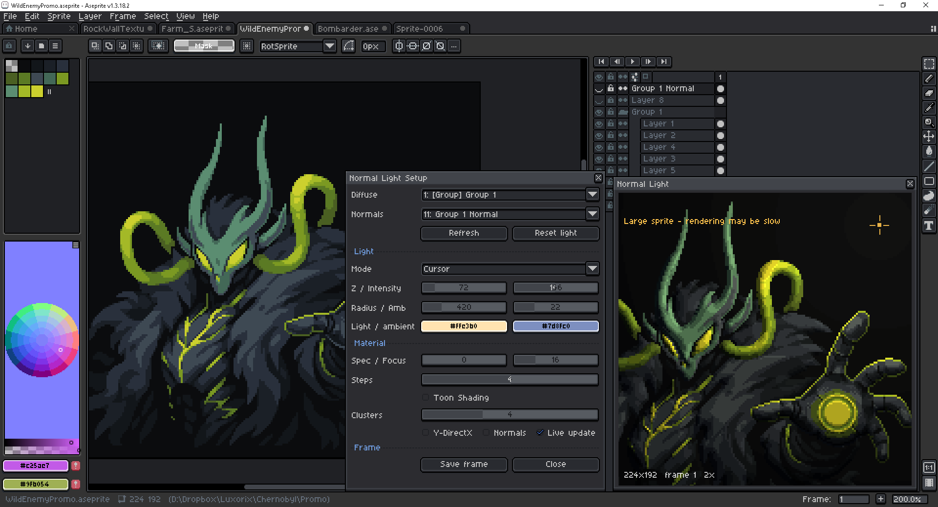 Screenshot 3 for Normal map generator + Normal Light for Aseprite