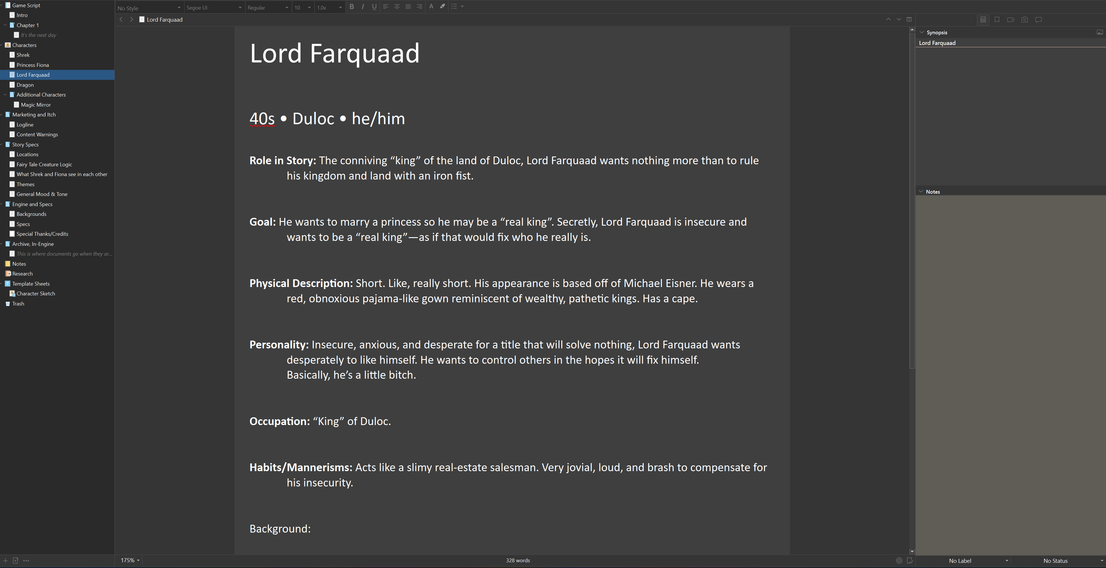 Screenshot 2 for Jordan's Visual Novel Scrivener Template