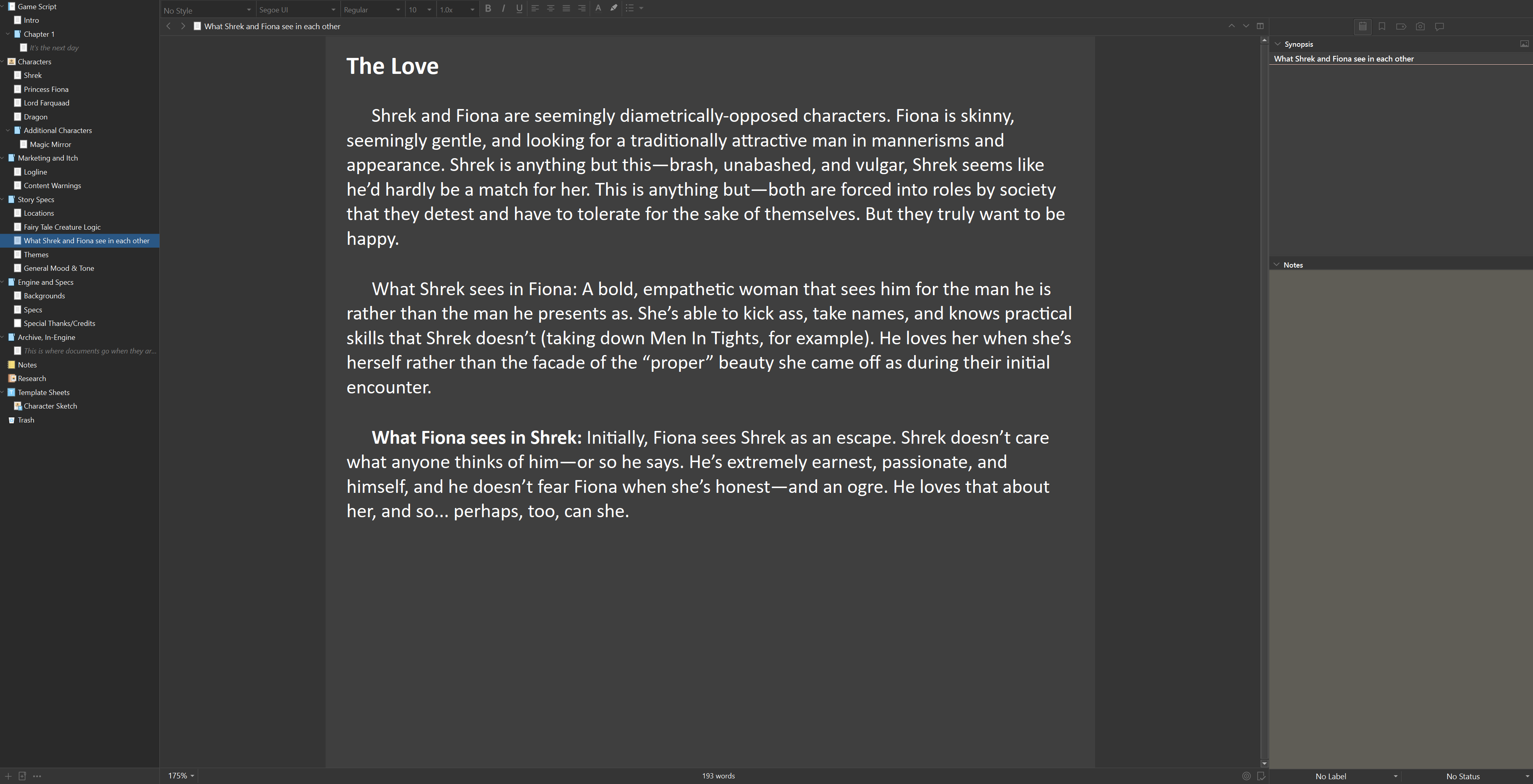 Screenshot 3 for Jordan's Visual Novel Scrivener Template