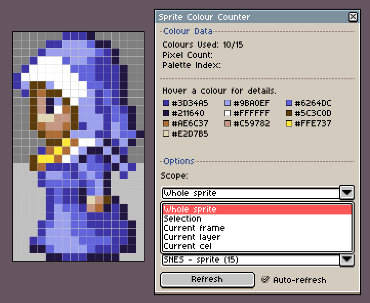Screenshot 3 for Sprite Colour Counter - Aseprite Extension