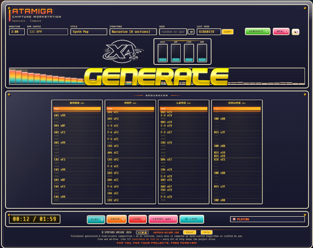 Screenshot 2 for ATAMIGA CHIPTUNE WORKSTATION - Generate ยท Compose