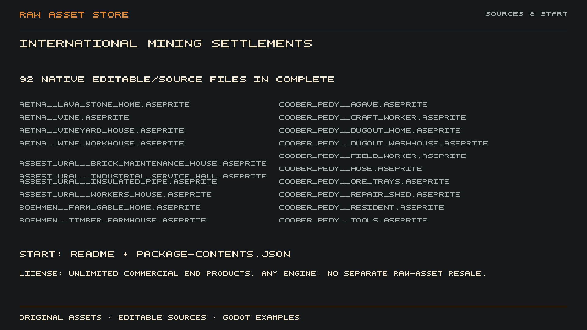 International Mining Settlements &mdash; editable sources