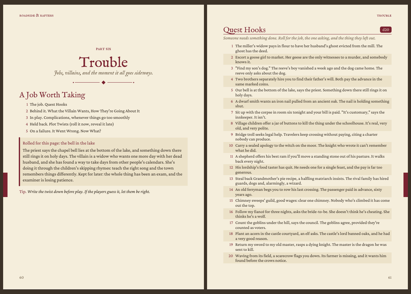 Screenshot 7 for Roadside & Rafters: Random Tables for Inns, Roads & Villages