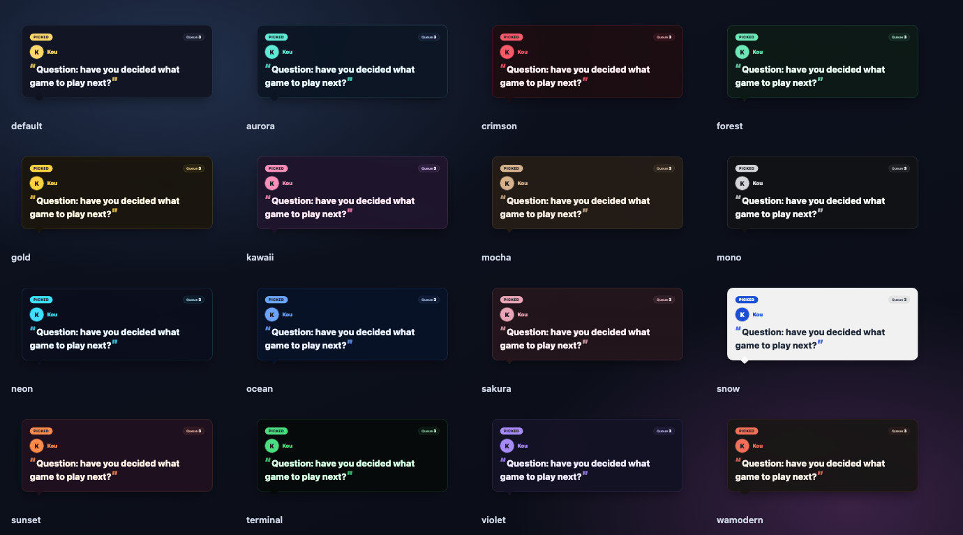 Screenshot 6 for Twitch Chat Highlight Overlay for OBS | Pin a Chat Message On Screen with !pick | 16 Themes