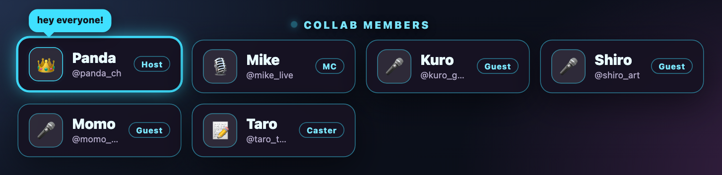 Screenshot 2 for Collab Nameplate Overlay for Twitch & OBS | Guest Name Cards Light Up When They Chat | 16 Themes