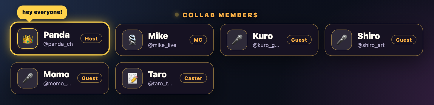 Screenshot 3 for Collab Nameplate Overlay for Twitch & OBS | Guest Name Cards Light Up When They Chat | 16 Themes
