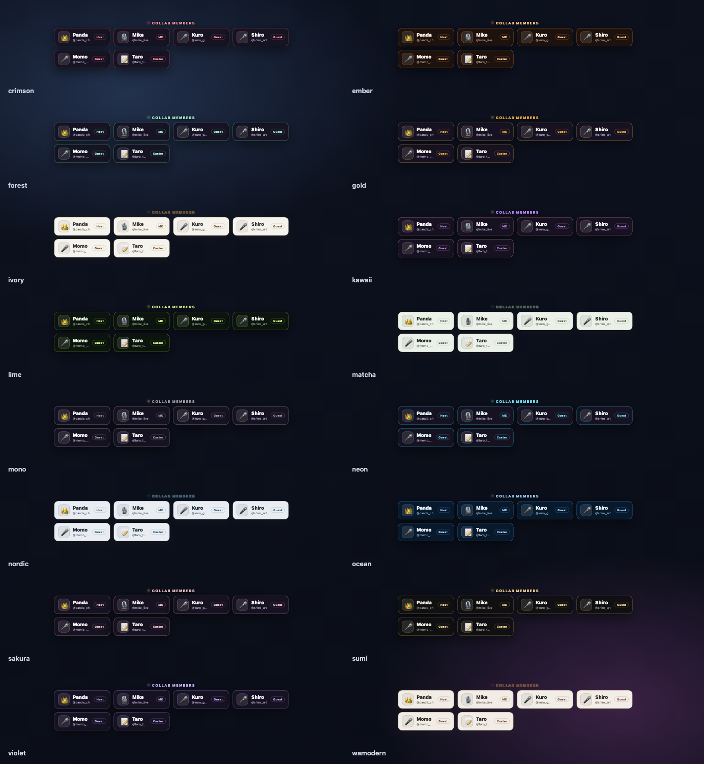 Screenshot 6 for Collab Nameplate Overlay for Twitch & OBS | Guest Name Cards Light Up When They Chat | 16 Themes