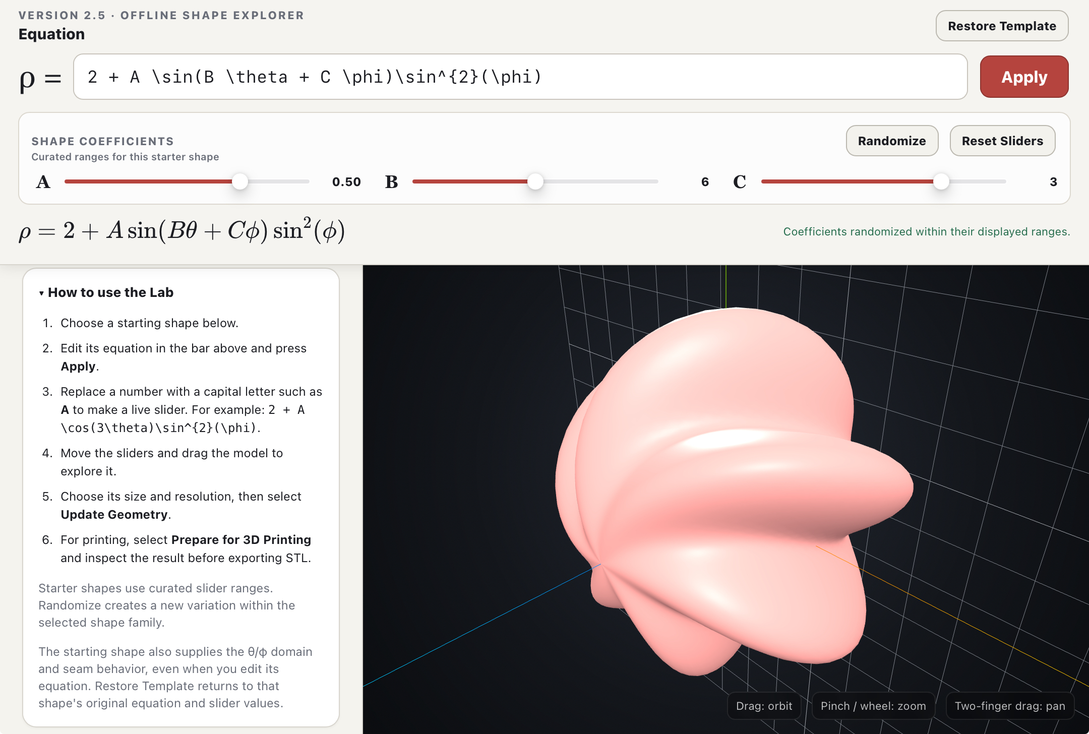 Screenshot 2 for Equation 3D Print Lab