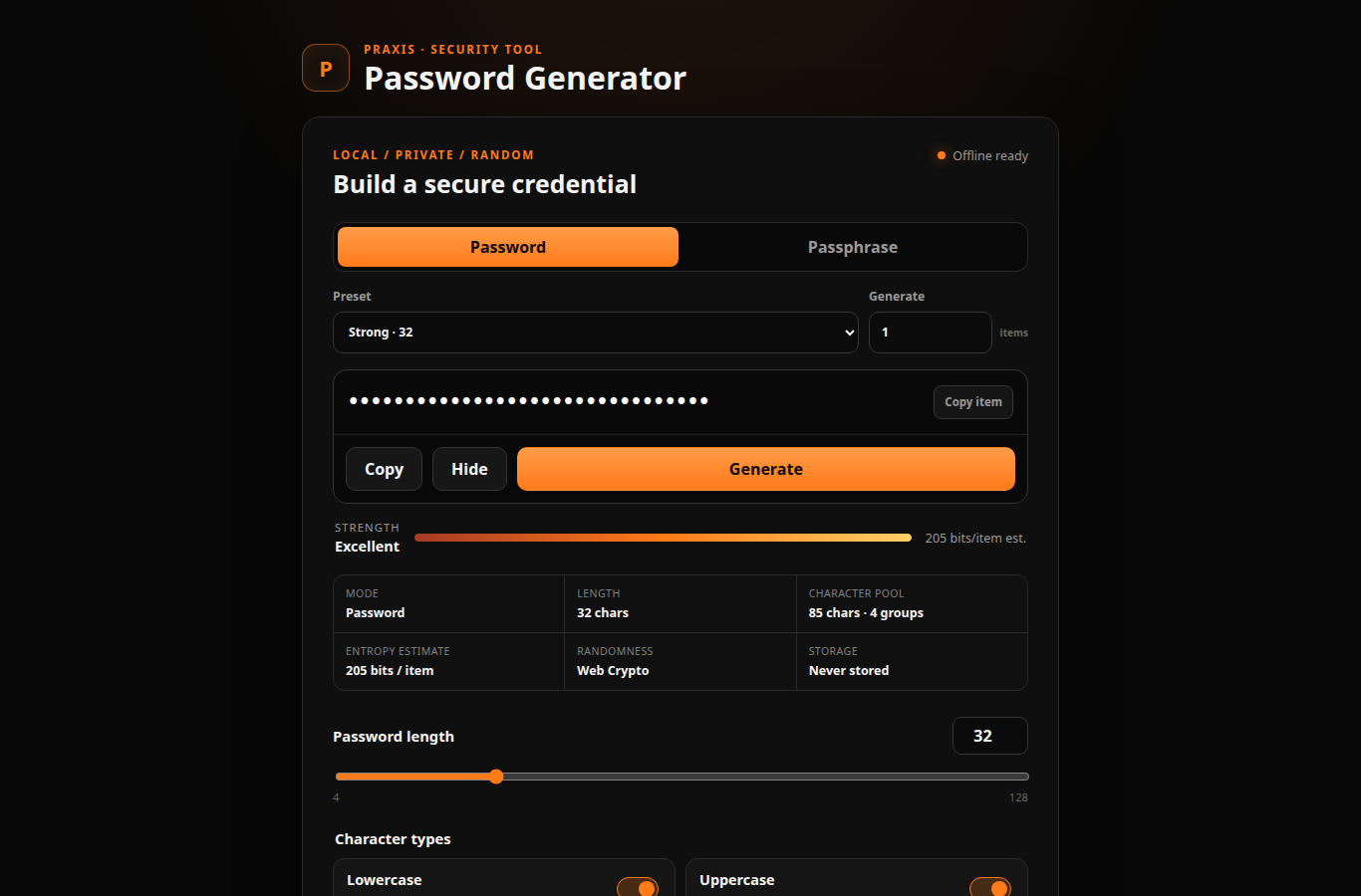 Screenshot 2 for Praxis Secure Guardian — Password Generator