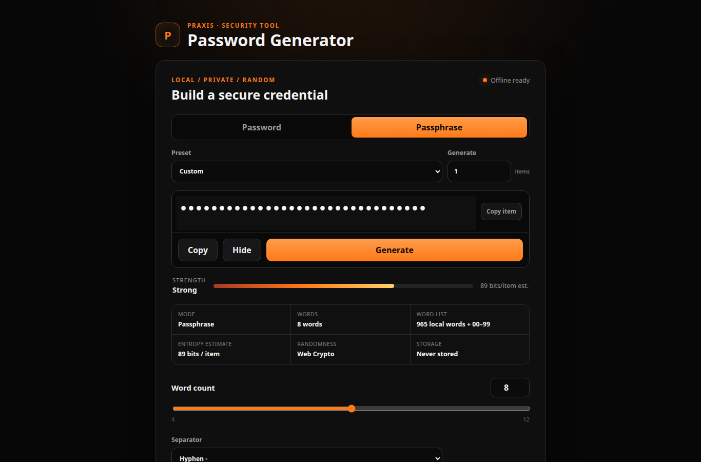 Screenshot 5 for Praxis Secure Guardian — Password Generator