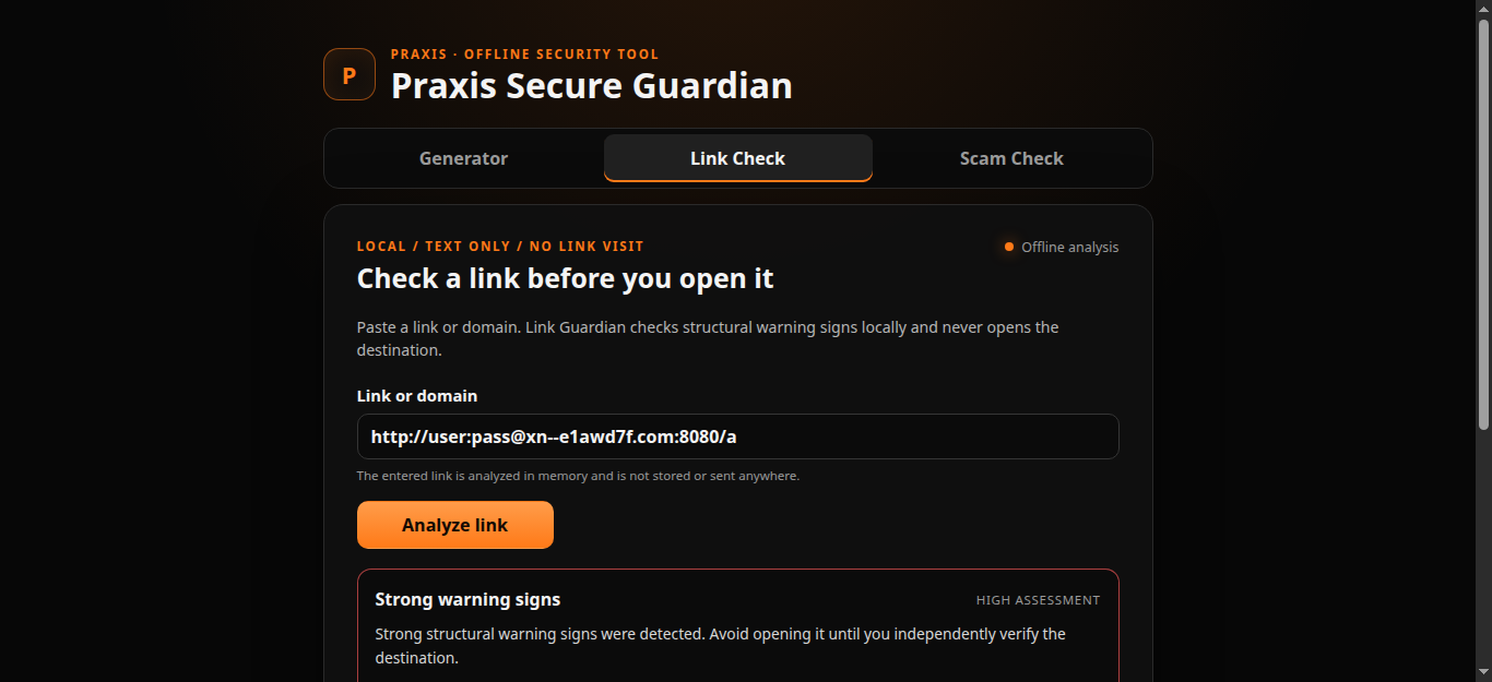 Screenshot 3 for Praxis Secure Guardian — Password Generator