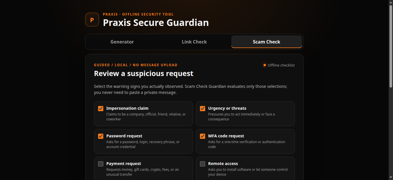 Screenshot 4 for Praxis Secure Guardian — Password Generator
