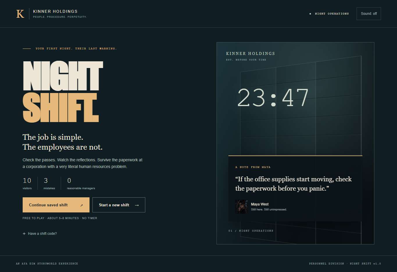 Screenshot 2 for Kinner Holdings: Night Shift