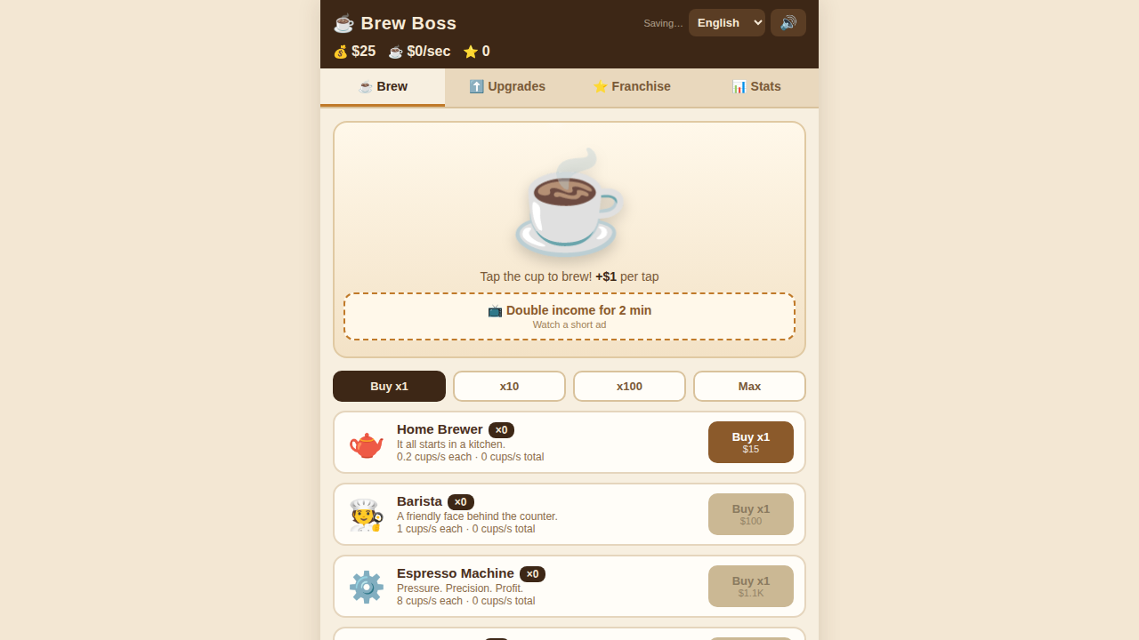 Screenshot 2 for Brew Boss — Idle Coffee Tycoon