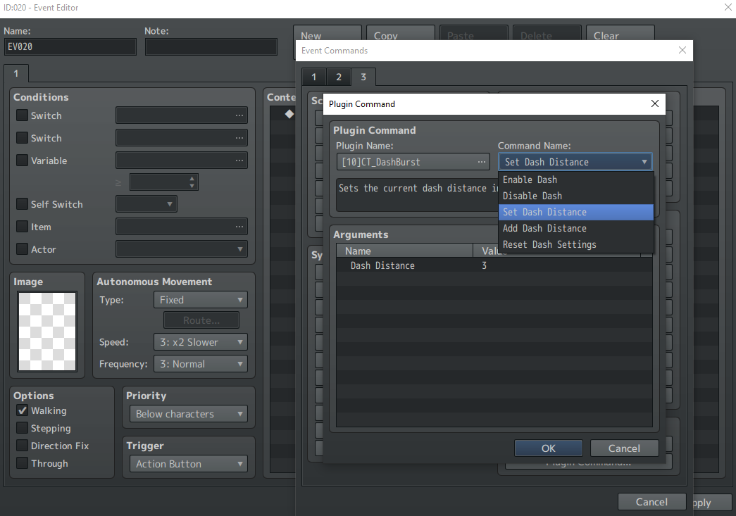 Screenshot 5 for RPG Maker MZ Plugin: CT Dash Burst – 8-Direction Dash Movement & Afterimage Effects