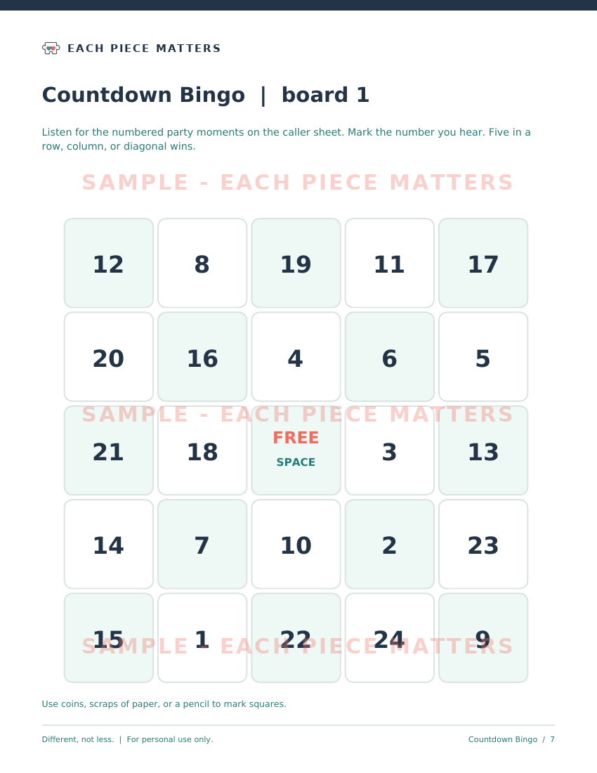 Screenshot 3 for New Year's Eve Family Party Games | Trivia, Countdown Bingo, Predictions | US Letter PDF