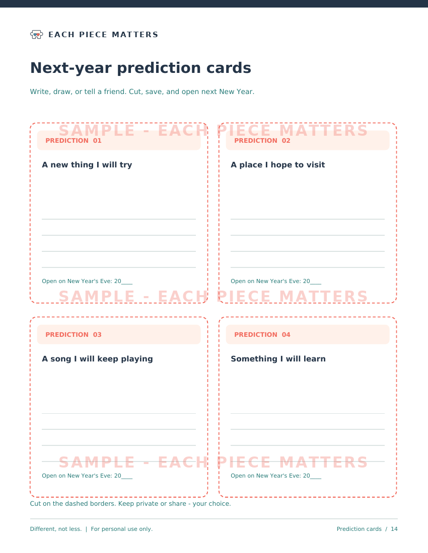 Screenshot 4 for New Year's Eve Family Party Games | Trivia, Countdown Bingo, Predictions | US Letter PDF