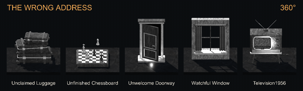 The Wrong Address complete collection row: Unclaimed Luggage, Unfinished Chessboard, Unwelcome Doorway, Watchful Window, Television1956