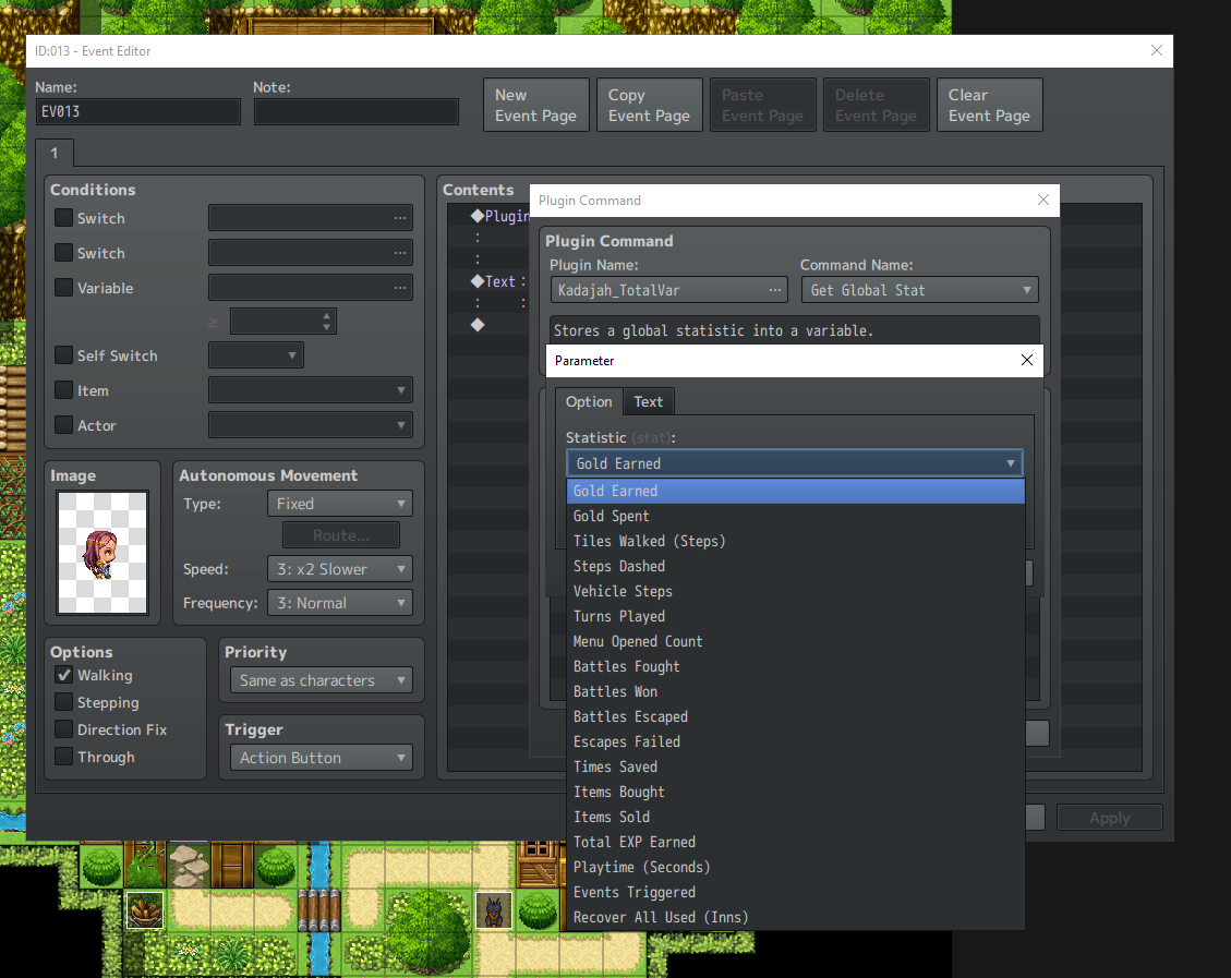 Screenshot 2 for Kadajah's TotalVar - In-Game Statistic Tracker for RPG Maker MV & MZ
