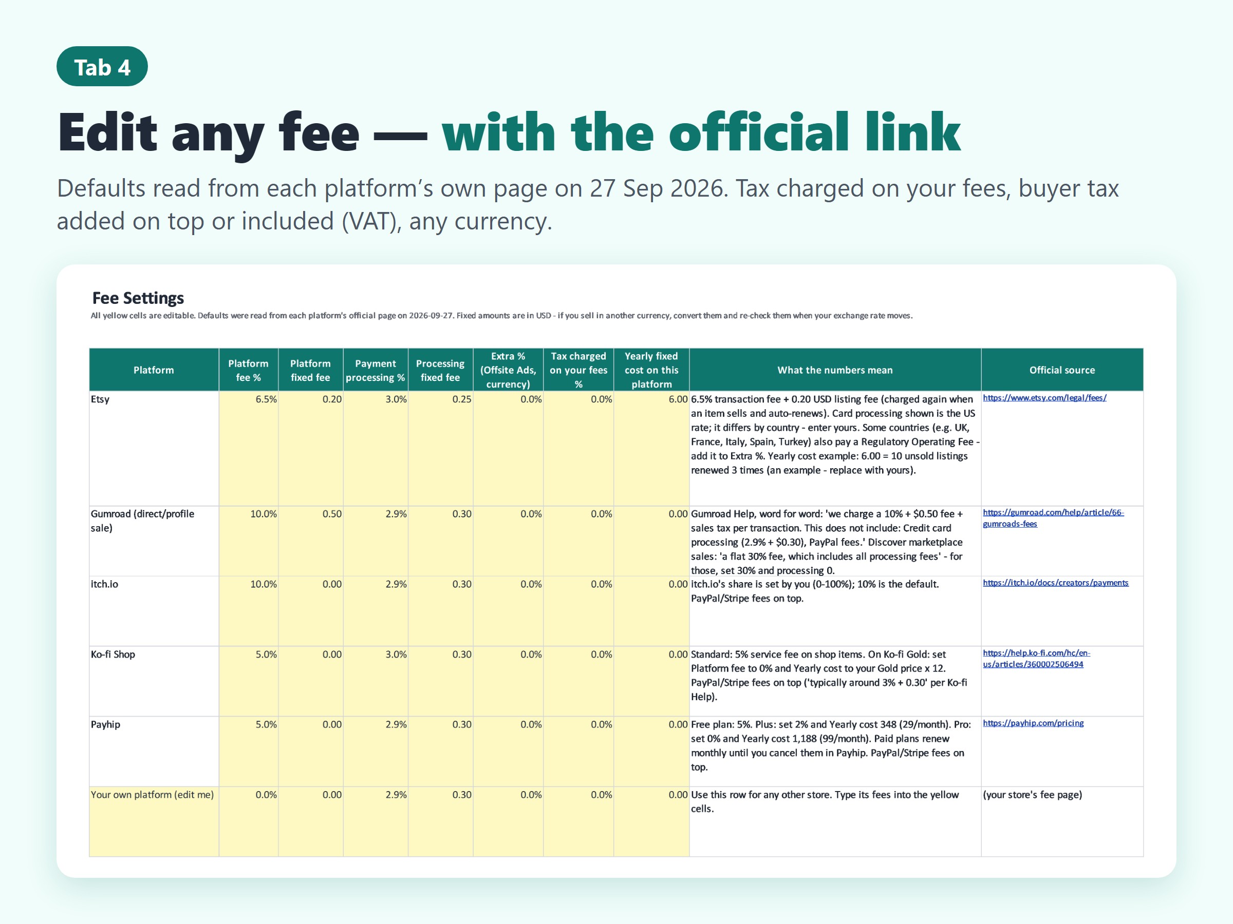 Screenshot 6 for Seller Fee Calculator - Take-Home & Reverse Price (Excel)