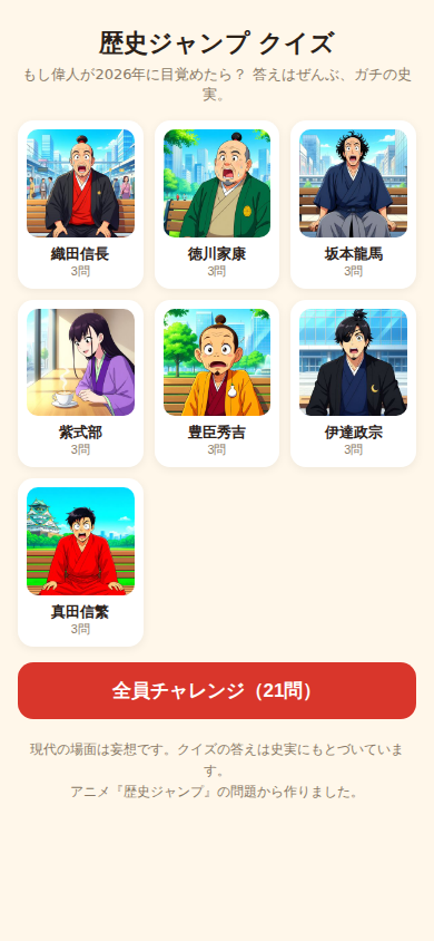 Screenshot 2 for 歴史ジャンプ クイズ - もし偉人が2026年に目覚めたら?(Japanese History Quiz)